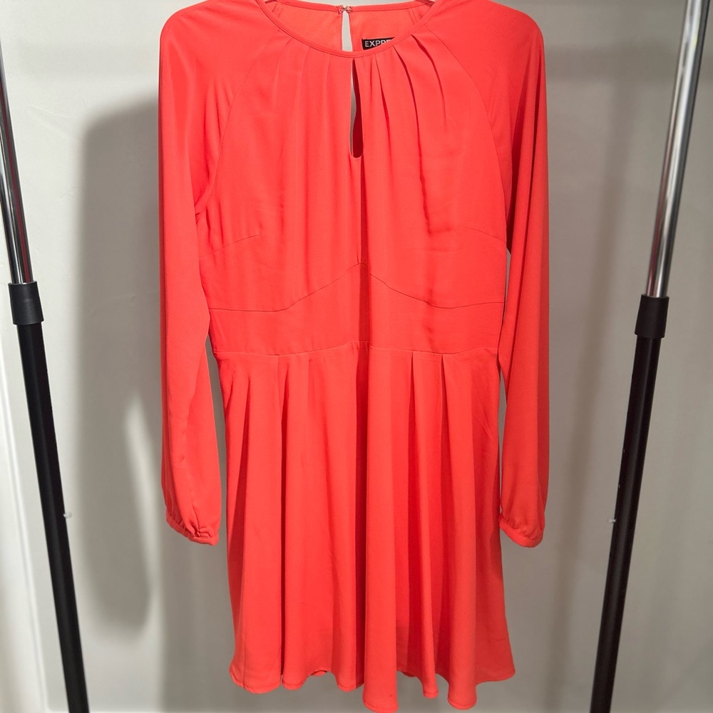 Express Coral Long Sleeve Dress - Size 12